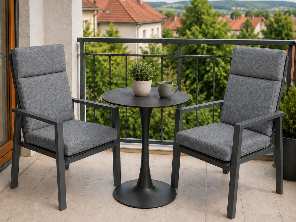 Zahradní set: kulatý stůl Jamy 70cm a 2 velká polohovatelná křesla Milano