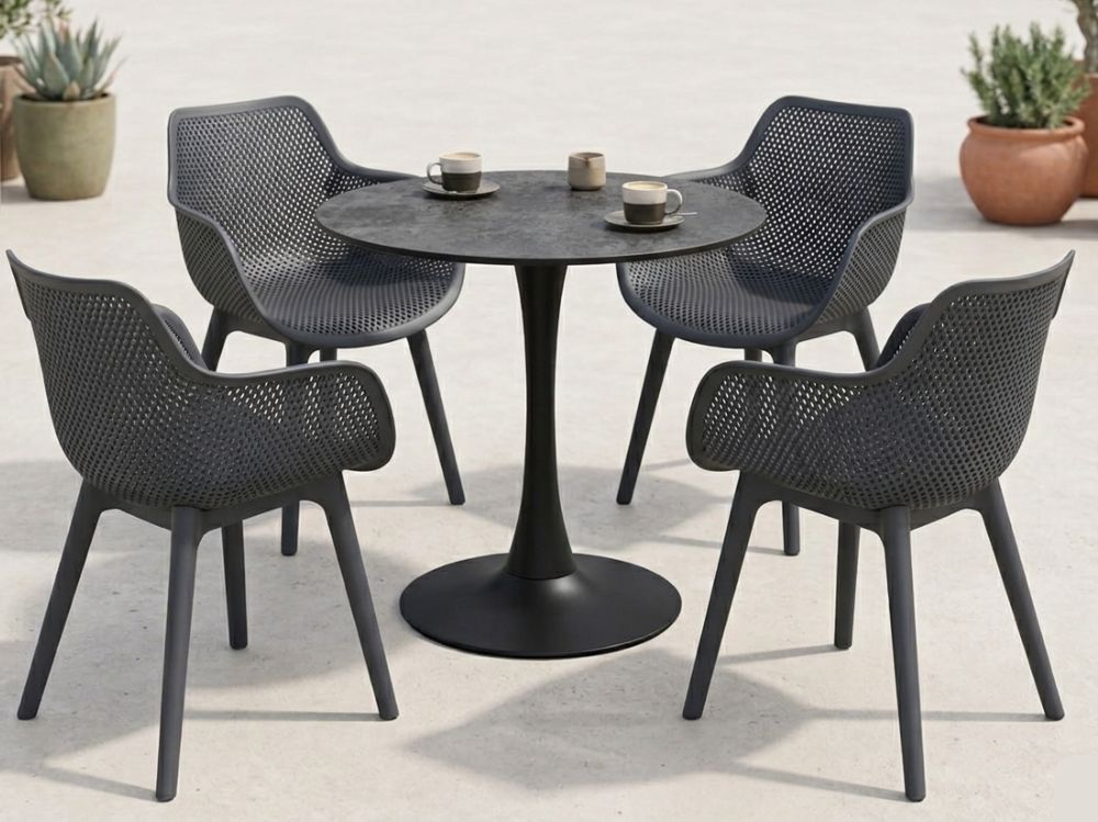 Zahradní set: kulatý stůl Jamy 70cm a 4 designová křesla Jasper