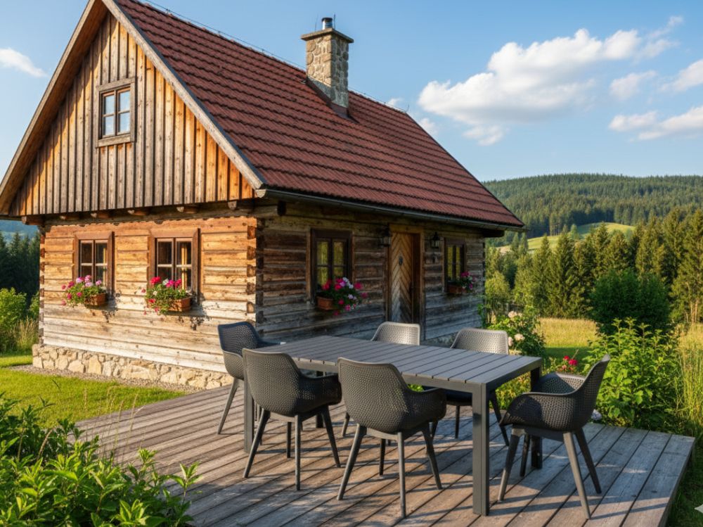 Hliníkový nábytek: stůl Jerry 160cm tm.šedý a 6 designových křesel Jasper