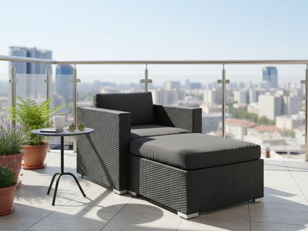 Zahradní set ALLEGRA 1 černý umělý ratan pro 1-2 osoby