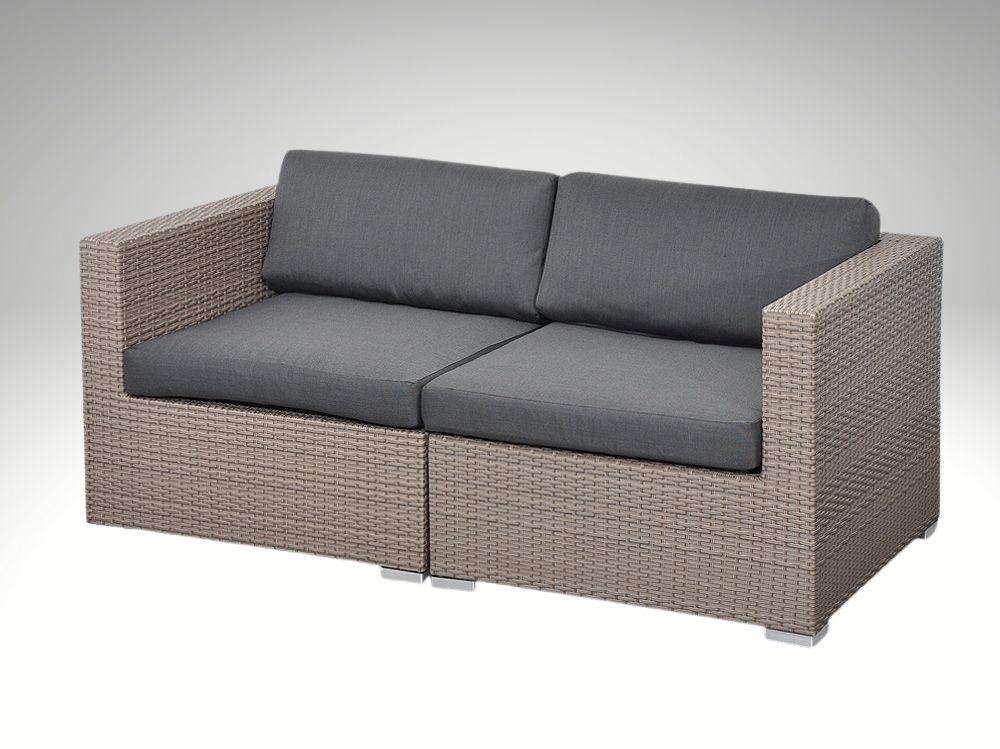 Zahradní set - sofa ALLEGRA pro 2 osoby, šedobéžový umělý ratan 166cm